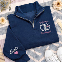 Personalized Radiologic Technologist Embroidered Quarter Zip Sweatshirt, Rad Tech Pullover Sweater, Radiology Tech Gift