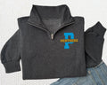 Mascot Team Pride Embroidered Quarter Zip Sweatshirt, Personalized School Spirit Pullover, Custom Team Name Coach Gift