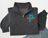 Mascot Team Pride Embroidered Quarter Zip Sweatshirt, Personalized School Spirit Pullover, Custom Team Name Coach Gift