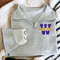 Mascot Team Pride Embroidered Quarter Zip Sweatshirt, Personalized School Spirit Pullover, Custom Team Name Coach Gift