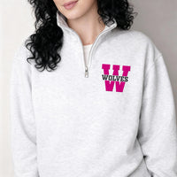 Mascot Team Pride Embroidered Quarter Zip Sweatshirt, Personalized School Spirit Pullover, Custom Team Name Coach Gift