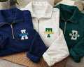 Mascot Team Pride Embroidered Quarter Zip Sweatshirt, Personalized School Spirit Pullover, Custom Team Name Coach Gift