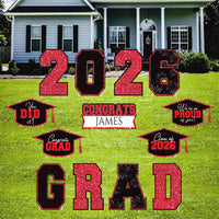 Personalized GRAD 2026 Yard Sign Set, Custom Name Graduation Lawn Decorations, Congrats Grad Outdoor Party Decor with Stakes 2026