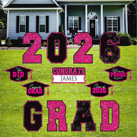Personalized GRAD 2026 Yard Sign Set, Custom Name Graduation Lawn Decorations, Congrats Grad Outdoor Party Decor with Stakes 2026