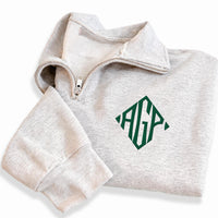 Monogram Quarter Zip Sweatshirt, Embroidered Quarter Zip Pullover, Personalized Monogram Gift, Custom Graduation Quarter Zip