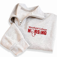 Nursing Embroidered Quarter Zip Sweatshirt for Women, Custom University School Name Pullover, Personalized Nursing Student College Zip