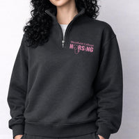 Nursing Embroidered Quarter Zip Sweatshirt for Women, Custom University School Name Pullover, Personalized Nursing Student College Zip