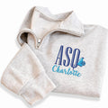 Cheerleader Embroidered Quarter Zip Sweatshirt, Personalized Name Team Colors Pullover, Custom Cheer Mom Cheerleader Gift Apparel