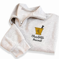 Pharmacist Embroidered Quarter Zip Sweatshirt, RX Mortar Pharmacy Pullover, Pharmacy Tech Student Gift, Medical Professional Zip