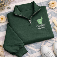 Pharmacist Embroidered Quarter Zip Sweatshirt, RX Mortar Pharmacy Pullover, Pharmacy Tech Student Gift, Medical Professional Zip