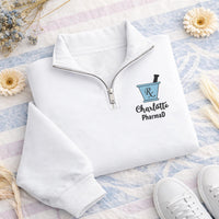 Pharmacist Embroidered Quarter Zip Sweatshirt, RX Mortar Pharmacy Pullover, Pharmacy Tech Student Gift, Medical Professional Zip