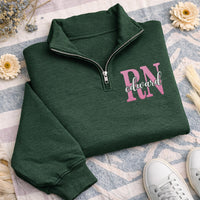 Nurse Embroidered Quarter Zip Sweatshirt, Nursing School Gift Pullover, RN CNA LPN Medical Quarter Zip, Healthcare Worker Gift
