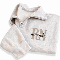 Nurse Embroidered Quarter Zip Sweatshirt, Nursing School Gift Pullover, RN CNA LPN Medical Quarter Zip, Healthcare Worker Gift