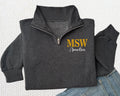Custom Social Worker Embroidered Quarter Zip Sweatshirt, Personalized School Counselor Pullover with Name, Social Work Graduation Gift