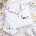 Custom Nana Embroidered Quarter Zip Sweatshirt, Personalized Nana EST Pullover, Christmas Gift for Grandma Nana Mimi New Grandma