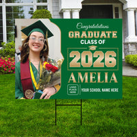 Personalized Graduation Yard Sign 2026 with Photo, Graduate Picture Sign, Class of 2026, Custom Graduation 2026 Yard Sign with Metal H-Stake