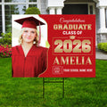 Personalized Graduation Yard Sign 2026 with Photo, Graduate Picture Sign, Class of 2026, Custom Graduation 2026 Yard Sign with Metal H-Stake