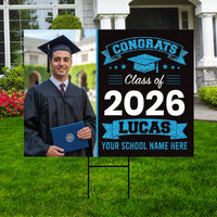 Personalized Graduation Yard Sign 2026 with Photo, Graduate Picture Sign, Class of 2026, Custom Graduation 2026 Yard Sign with Metal H-Stake