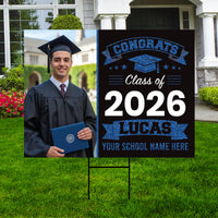 Personalized Graduation Yard Sign 2026 with Photo, Graduate Picture Sign, Class of 2026, Custom Graduation 2026 Yard Sign with Metal H-Stake
