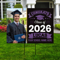 Personalized Graduation Yard Sign 2026 with Photo, Graduate Picture Sign, Class of 2026, Custom Graduation 2026 Yard Sign with Metal H-Stake