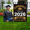 Personalized Graduation Yard Sign 2026 with Photo, Graduate Picture Sign, Class of 2026, Custom Graduation 2026 Yard Sign with Metal H-Stake