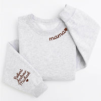 Custom Mama Embroidered Sweatshirt, Kids Names Sleeve Hoodie, Personalized Mom Shirt, Mommy Long Sleeve Shirt, Pregnancy Birthday Gift
