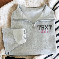 Custom Monogram Embroidered Quarter Zip Sweatshirt, Personalized Quarter Zip Pullover, Nurse Monogram Sweater Gift for RN CNA LPN