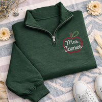 Personalized Teacher Embroidered Quarter Zip Sweatshirt, Custom Teacher Name Pullover, Teacher Appreciation Gift, End of Year Teacher Gift