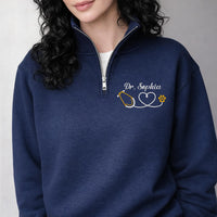 Personalized Nurse Embroidered Quarter Zip Sweatshirt, Custom RN LPN CNA Pullover, Nursing Graduation Gift, Healthcare Worker Gift