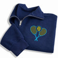 Monogram Tennis Embroidered Quarter Zip Sweatshirt, Personalized Tennis Ball Racket Pullover, Tennis Player Gift, Tennis Team