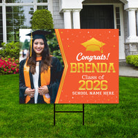 Personalized Graduation Yard Sign 2026 with Photo, Graduate Picture Sign, Class of 2026, Custom Graduation 2026 Yard Sign with Metal H-Stake