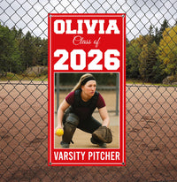 Personalized Senior Sports Banner with Photo, Class of 2026 Vertical Graduation Banner, Custom Senior Night Field Banner with Metal Grommets