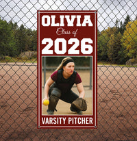 Personalized Senior Sports Banner with Photo, Class of 2026 Vertical Graduation Banner, Custom Senior Night Field Banner with Metal Grommets