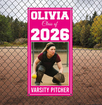 Personalized Senior Sports Banner with Photo, Class of 2026 Vertical Graduation Banner, Custom Senior Night Field Banner with Metal Grommets