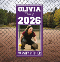 Personalized Senior Sports Banner with Photo, Class of 2026 Vertical Graduation Banner, Custom Senior Night Field Banner with Metal Grommets