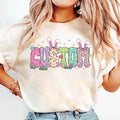 Personalized Easter Coquette Shirt, Custom Easter Mama Shirt, Aesthetic Pastel Easter Tee, Custom Name Easter Shirt, Easter Gifts, Mom Gift