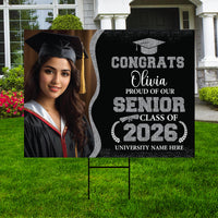 Personalized Graduation Yard Sign 2026 with Photo, Graduate Picture Sign, Class of 2026, Custom Graduation 2026 Yard Sign with Metal H-Stake