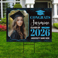 Personalized Graduation Yard Sign 2026 with Photo, Graduate Picture Sign, Class of 2026, Custom Graduation 2026 Yard Sign with Metal H-Stake