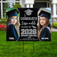 Personalized Graduation Yard Sign 2026 with Photo, Graduate Picture Sign, Class of 2026, Custom Graduation 2026 Yard Sign with Metal H-Stake