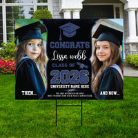 Personalized Graduation Yard Sign 2026 with Photo, Graduate Picture Sign, Class of 2026, Custom Graduation 2026 Yard Sign with Metal H-Stake