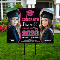 Personalized Graduation Yard Sign 2026 with Photo, Graduate Picture Sign, Class of 2026, Custom Graduation 2026 Yard Sign with Metal H-Stake