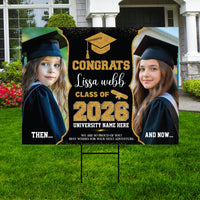 Personalized Graduation Yard Sign 2026 with Photo, Graduate Picture Sign, Class of 2026, Custom Graduation 2026 Yard Sign with Metal H-Stake