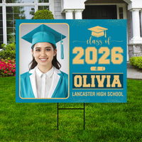 Personalized Graduation Yard Sign 2026 with Photo, Graduate Picture Sign, Class of 2026, Custom Graduation 2026 Yard Sign with Metal H-Stake