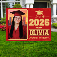 Personalized Graduation Yard Sign 2026 with Photo, Graduate Picture Sign, Class of 2026, Custom Graduation 2026 Yard Sign with Metal H-Stake