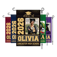 Personalized Graduation Garden Flag with Photo, Double Sided, Custom Name & School, Graduation Decoration 2026 Yard Sign, Class of 2026 Flag