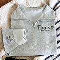 Custom Nana Embroidered Quarter Zip Sweatshirt, Personalized Grandma Pullover, Grandma Gift, Nana Quarter Zip Sweater for Women