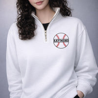 Baseball Mom Embroidered Quarter Zip Sweatshirt, Custom Name Game Day Pullover, Personalized Baseball Mama Fan Apparel Gift