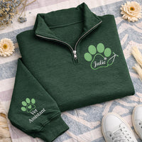 Vet Tech Paw Stethoscope Embroidered Quarter Zip Sweatshirt, Personalized Veterinarian Monogram Pullover, Animal Rescue Gift