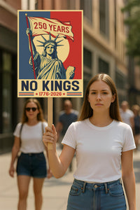 No Kings in America 250 Years Protest Sign, Anti-Trump Resistance Political Activist Protest Poster, Resist Fascism Rally Sign