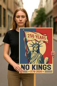 No Kings in America 250 Years Protest Sign, Anti-Trump Resistance Political Activist Protest Poster, Resist Fascism Rally Sign
